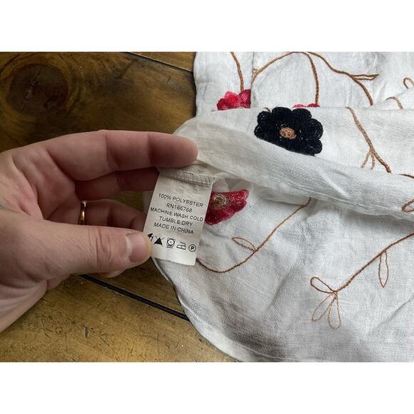 Parami Design Floral Embroidered Blouse 3/4 Sleeve Blouse Peasant Top Cottage 3X - Picture 8 of 10